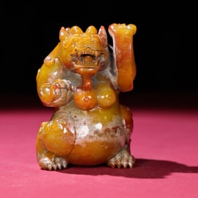 An Exquisite White Jade  Bear Ornament