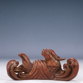 An Exquisite Bamboo Auspicious Beast Ornament