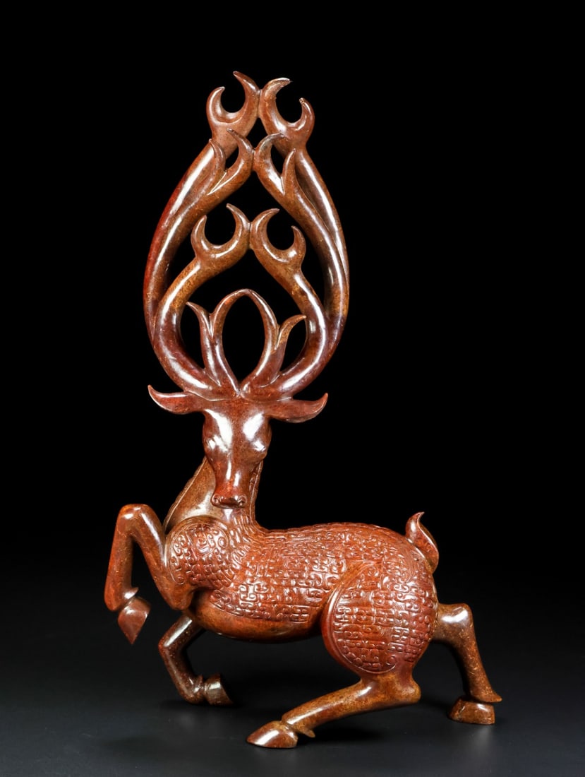 An Exquisite Archaic Jade Deer Ornament (1 of 9)