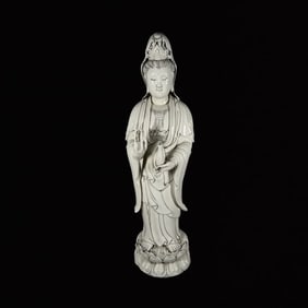 A Solemn Blance-De-Chine Statue of Avalokitesvara