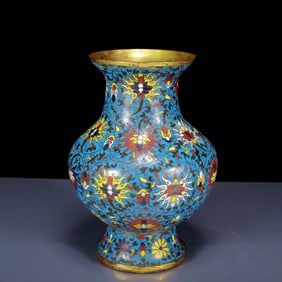 An Exquisite Cloisonne Lotus Pattern Vase