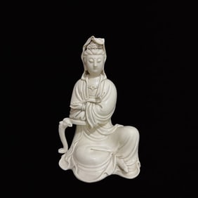 A Solemn Blance-De-Chine Statue of Avalokitesvara