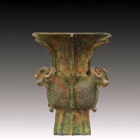 A Rare Bronze Sheeps Pattern Vase