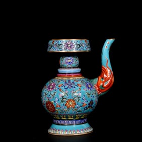 An Exquisite Enamel Painted Gold Eight Treasures Pattern Pot