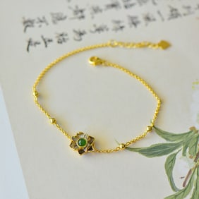 A Set of Fine Sterling Silver-Gold Plated Inlaid Jasper Jewelrys