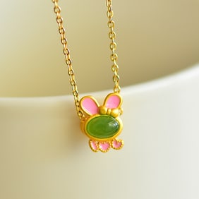 An Exquisite Sterling Silver-Gold Plated Inlaid Jasper Pendant