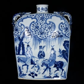 A Rare Blue and White Character and Story Pattern Vase