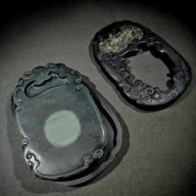 An Exquisite Fish Pattern Inkstone,With Poem