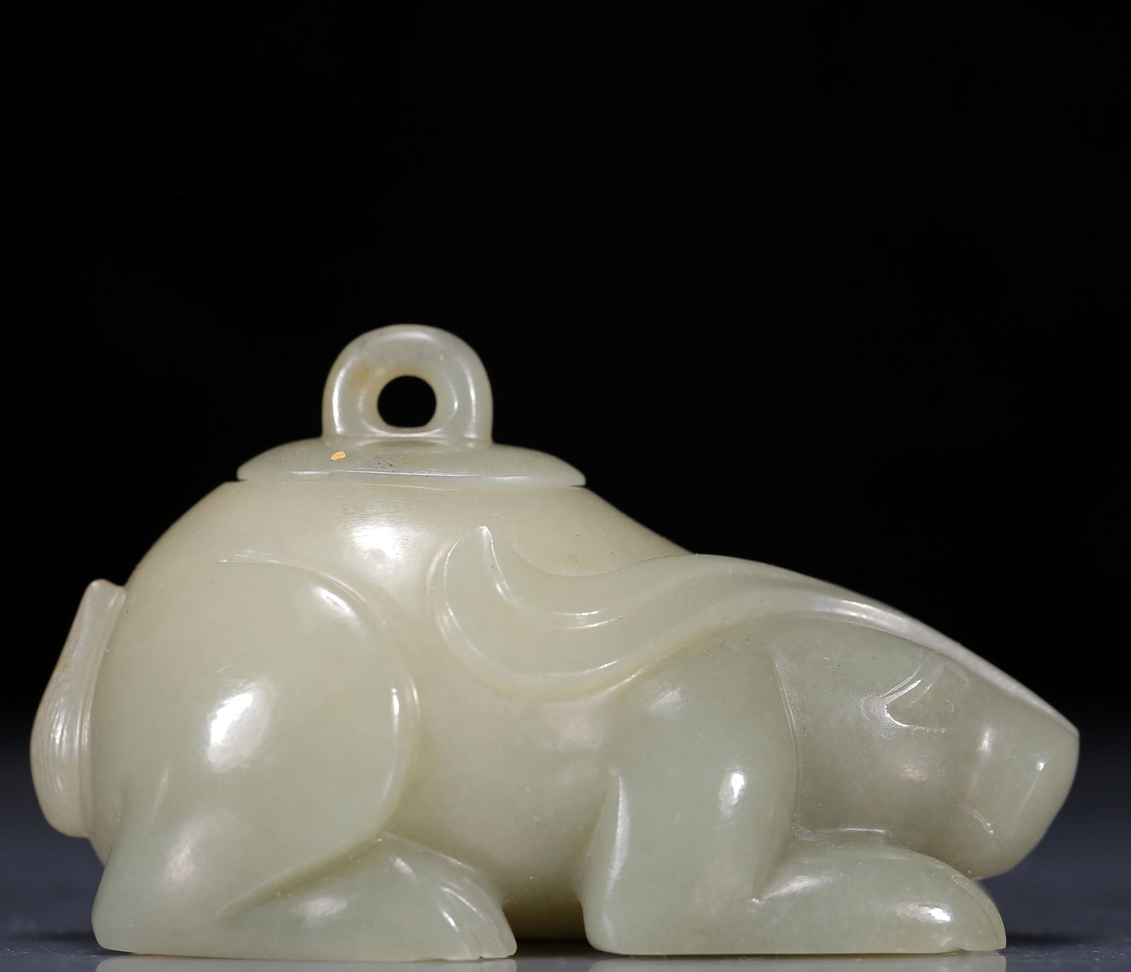 An Exquisite Greenish Jade Rabbit Water Pot (1 of 9)