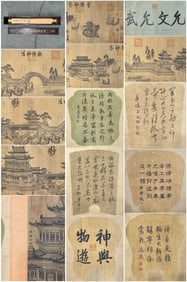 A Chinese Hand Scroll Ink Painting of Landscape and Figure on Silk,Zhang Zeduan