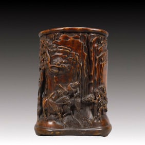 An Exquisite Bamboo Character and Story Pattern Brush Pot