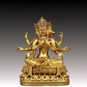 A Solemn Gilt Bronze Statue of Marici