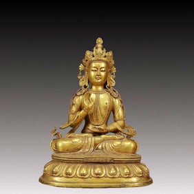 A Solemn Gilt Bronze Statue of Avalokitesvara