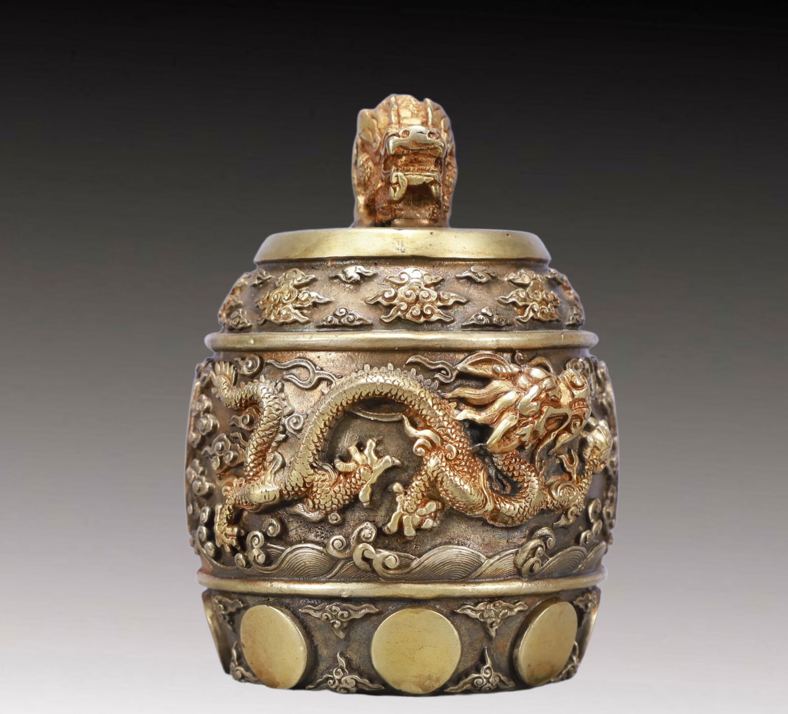 A Rare Gilt Silver Dragon Pattern Chime - 4