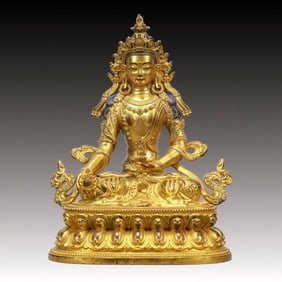 A Solemn Gilt Bronze Statue of Amitayus