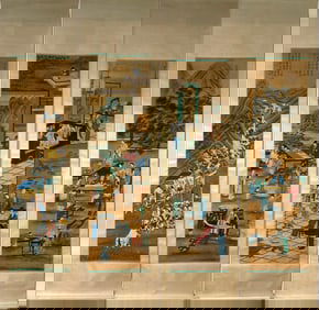 A Set of Chinese Vertical Scroll Ink Painting of Character and Story on Silk,Zhang Daqian