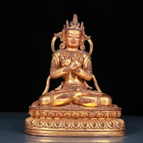 A Magnificent Gilt-Bronze Gem-Inlaid Figure Of Vajrasattva
