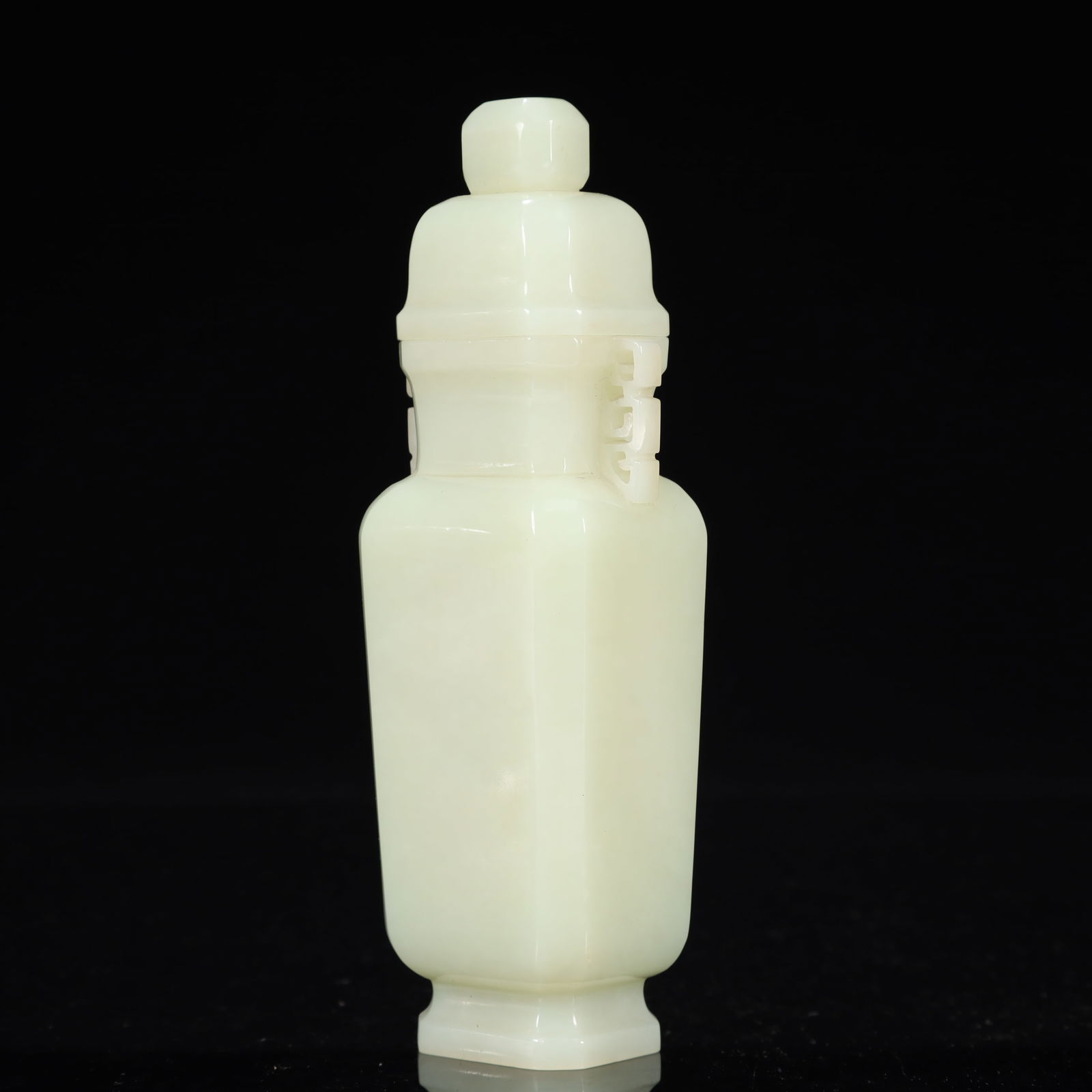 An Exquisite White Jade Double-Ears Bottle - 4