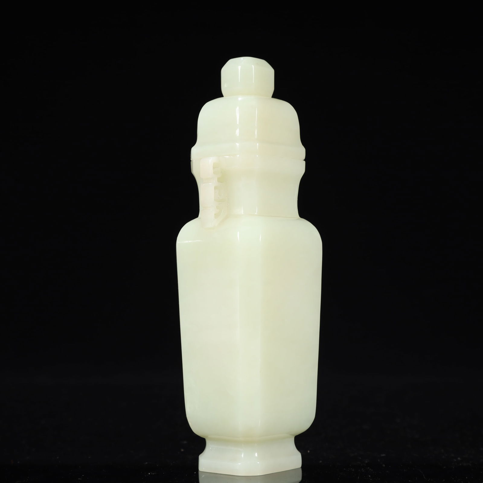 An Exquisite White Jade Double-Ears Bottle - 5