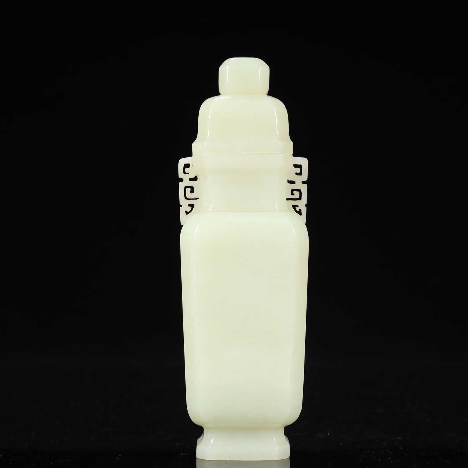 An Exquisite White Jade Double-Ears Bottle - 6