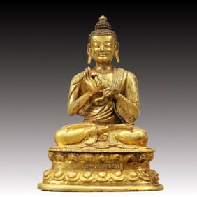 An Excellent Gilt-Bronze Figure Of Buddha Shakyamuni