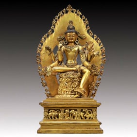 A Solemn Gilt Bronze Statue of Tara