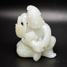 An Exquisite White Jade Figure Hand Piece