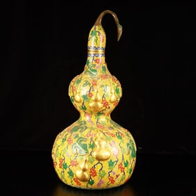 A Huge Cloisonne Flower Pattern Gourd-Shaped Vase