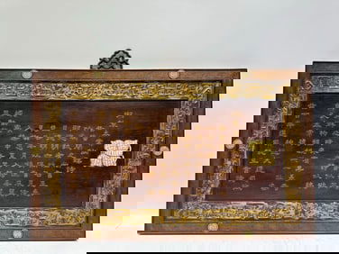 A Huge Huanghuali wood Poem Hanging Panel