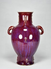 A Rare Red Glazed Elephant-Ears Vase