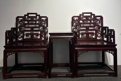 A Set of Huge Zitanwood Bats Pattern Chairs