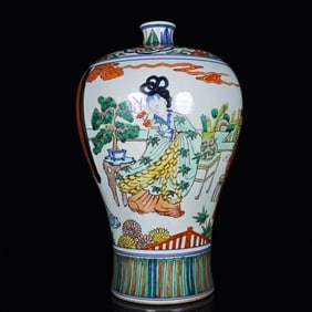 A Rare Wucai Figure Pattern Vase