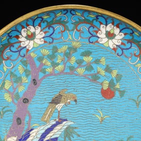 An Exquisite  Cloisonne Lotus Flower and Bird Pattern Plate