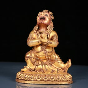 A Brilliant Gilt-Bronze Figure Of Vajrapani With marks