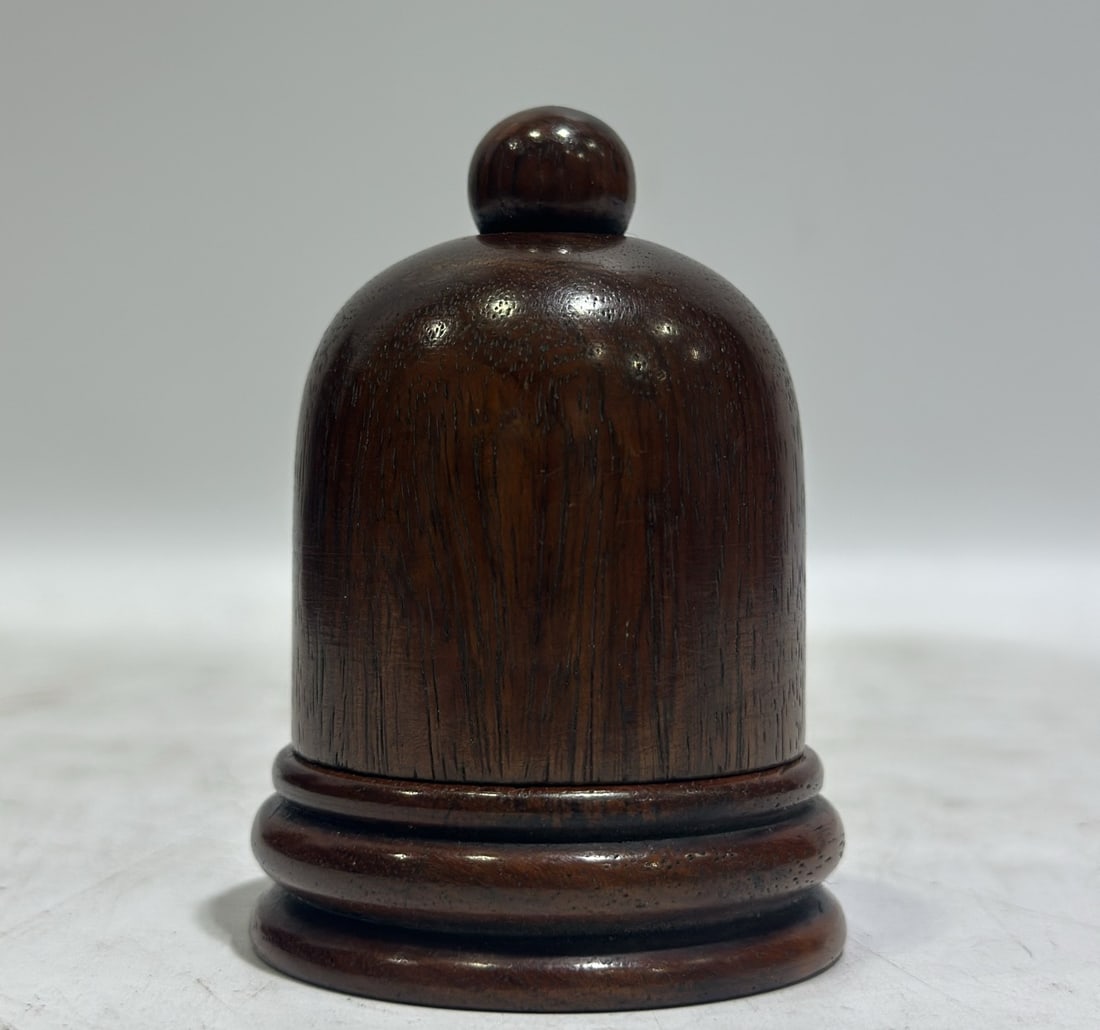 An Exquisite Huanghuali wood Fingerstall,With Box: An Exquisite Huanghuali wood Fingerstall,With Box,Qing Dynasty, China,Size:2inx3in 黄花梨木扳指,带盒子,中国清代