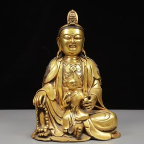 A Solemn Gilt Bronze Statue of Avalokitesvara