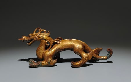 An Exquisite Gilt Bronze Dragon Ornament