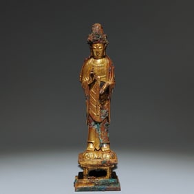 A Solemn Gilt Bronze Buddha Statue
