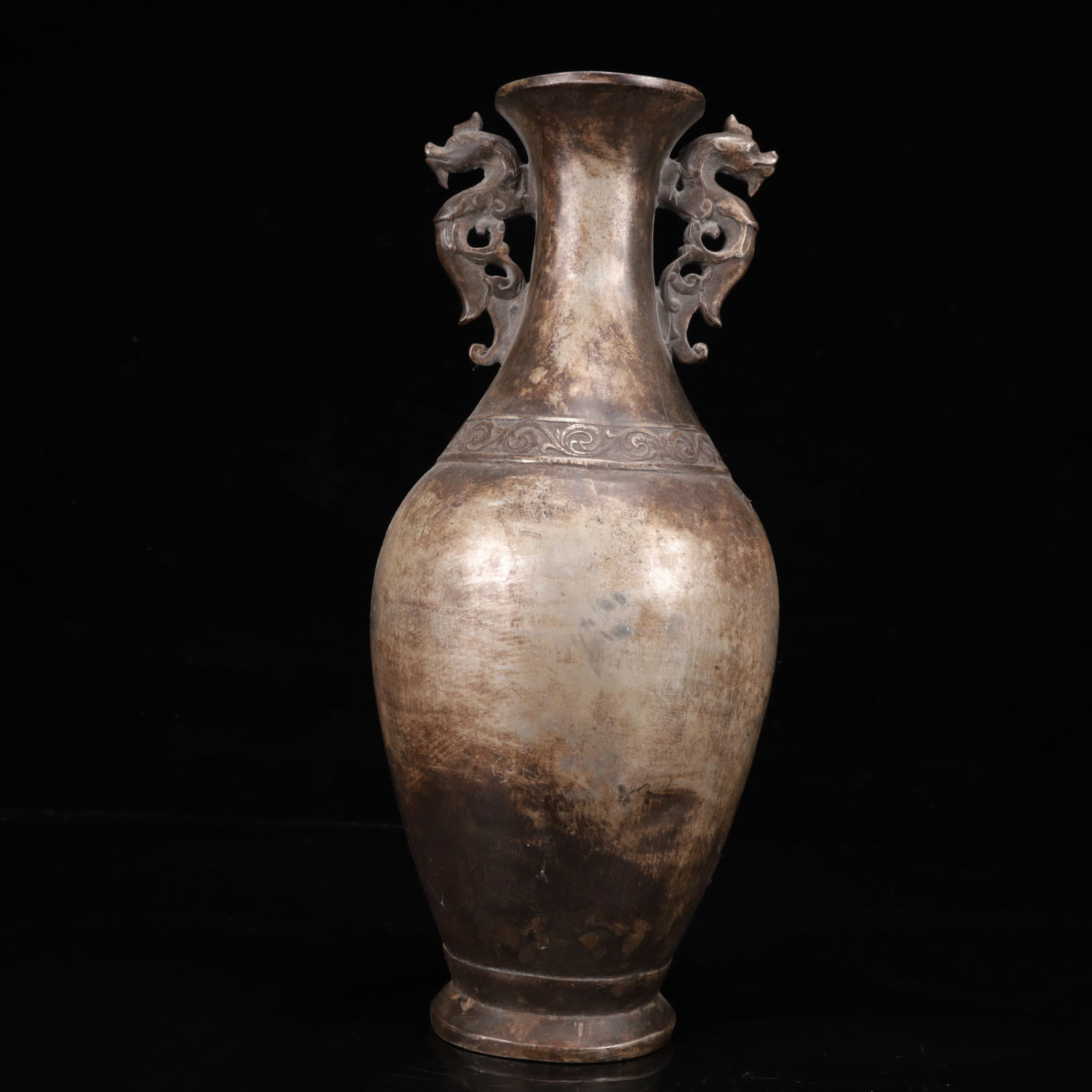 An Exquisite Silver Dragon-Ears Vase (1 of 10)