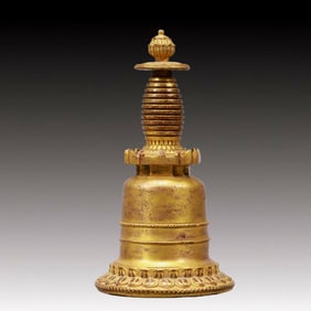 An Exquisite Gilt Bronze Pagoda