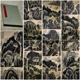 A Chinese Album Ink Painting of Landscape on Paper,Li keran