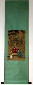 A Chinese Vertical Scroll Ink Painting of Character and Story on Silk,Dai Jin