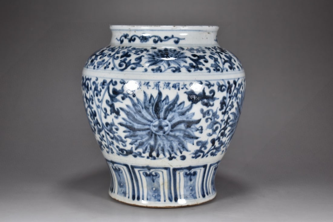 An Exquisite Blue and White Lotus Pattern Jar (1 of 9)