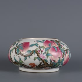 An Exquisite Famille-Rose Painted Gold Bats and Peach Pattern Water Pot