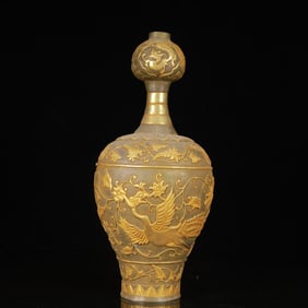 An Exquisite Gilt Silver Phoenix Pattern Vase