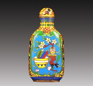 A Fantastic Cloisonne 'Stationery' Snuff Bottle
