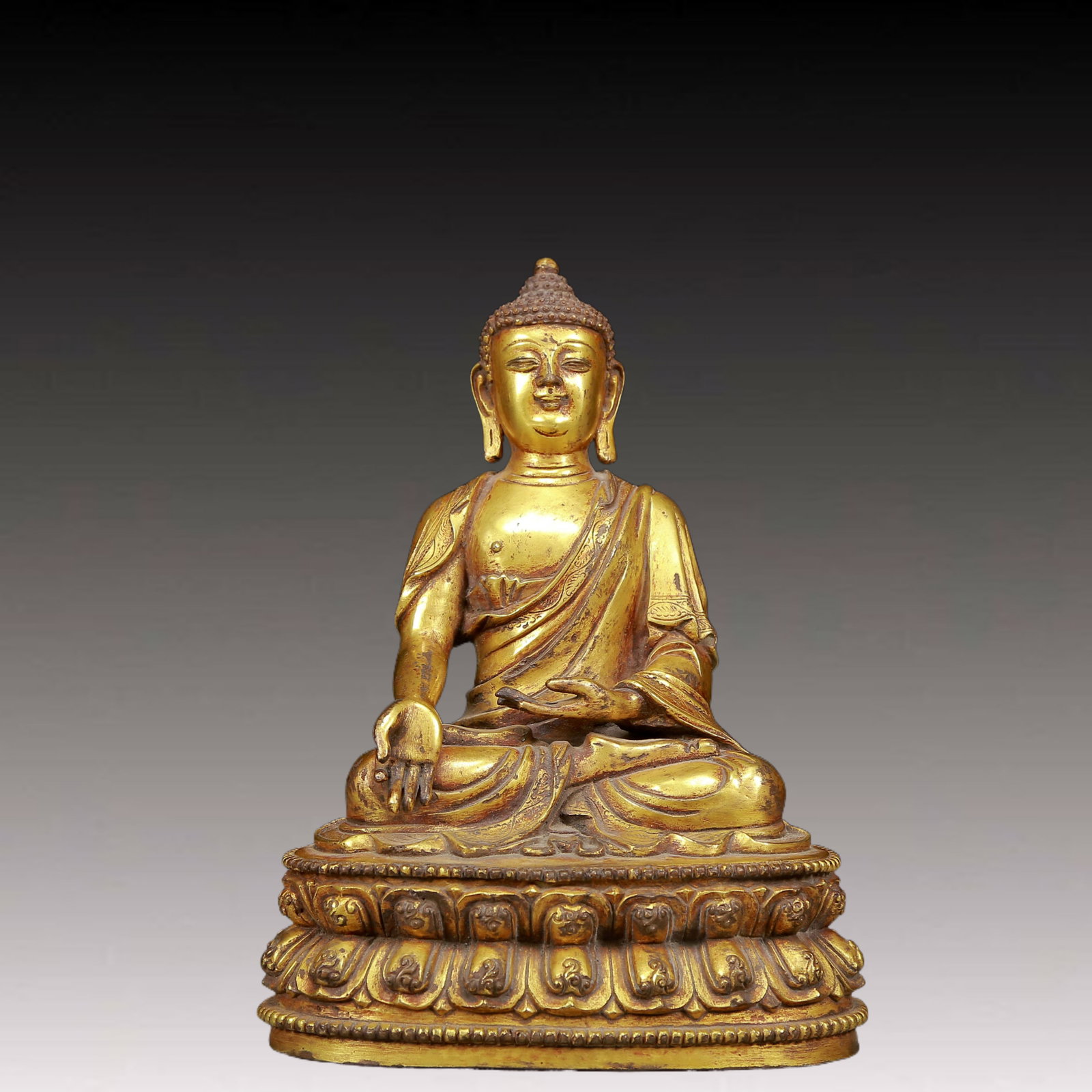 A Solemn Gilt Bronze Statue of Sakyamuni (1 of 9)