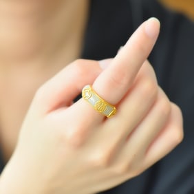 An Exquisite Sterling Silver-Gold Plated Inlaid White Jade Pendant