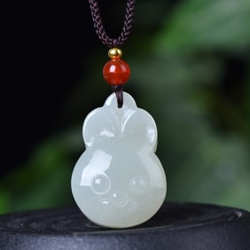 An Exquisite White Jade Rabbit Pendant