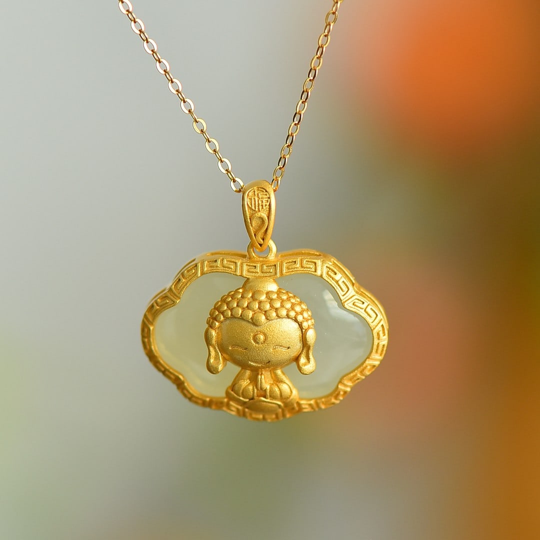 An Exquisite Sterling Silver-Gold Plated Inlaid White Jade Pendant: An Exquisite Sterling Silver-Gold Plated Inlaid White Jade Pendant,Size:12mmx20mm 纯银镀金镶白玉吊坠